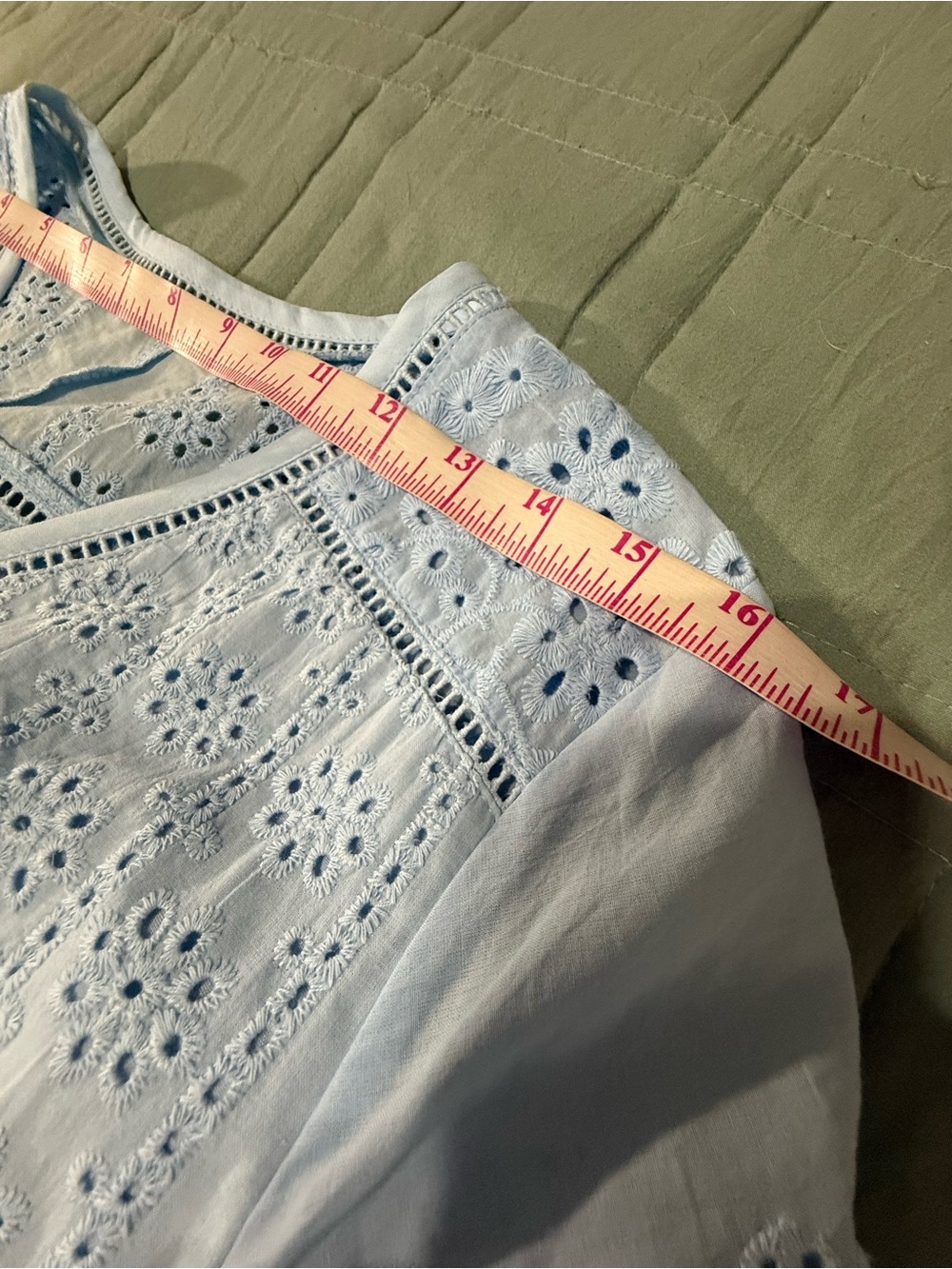 FA Pale Blue Eyelet V-Neck Midi Dress - Picture 6 of 14